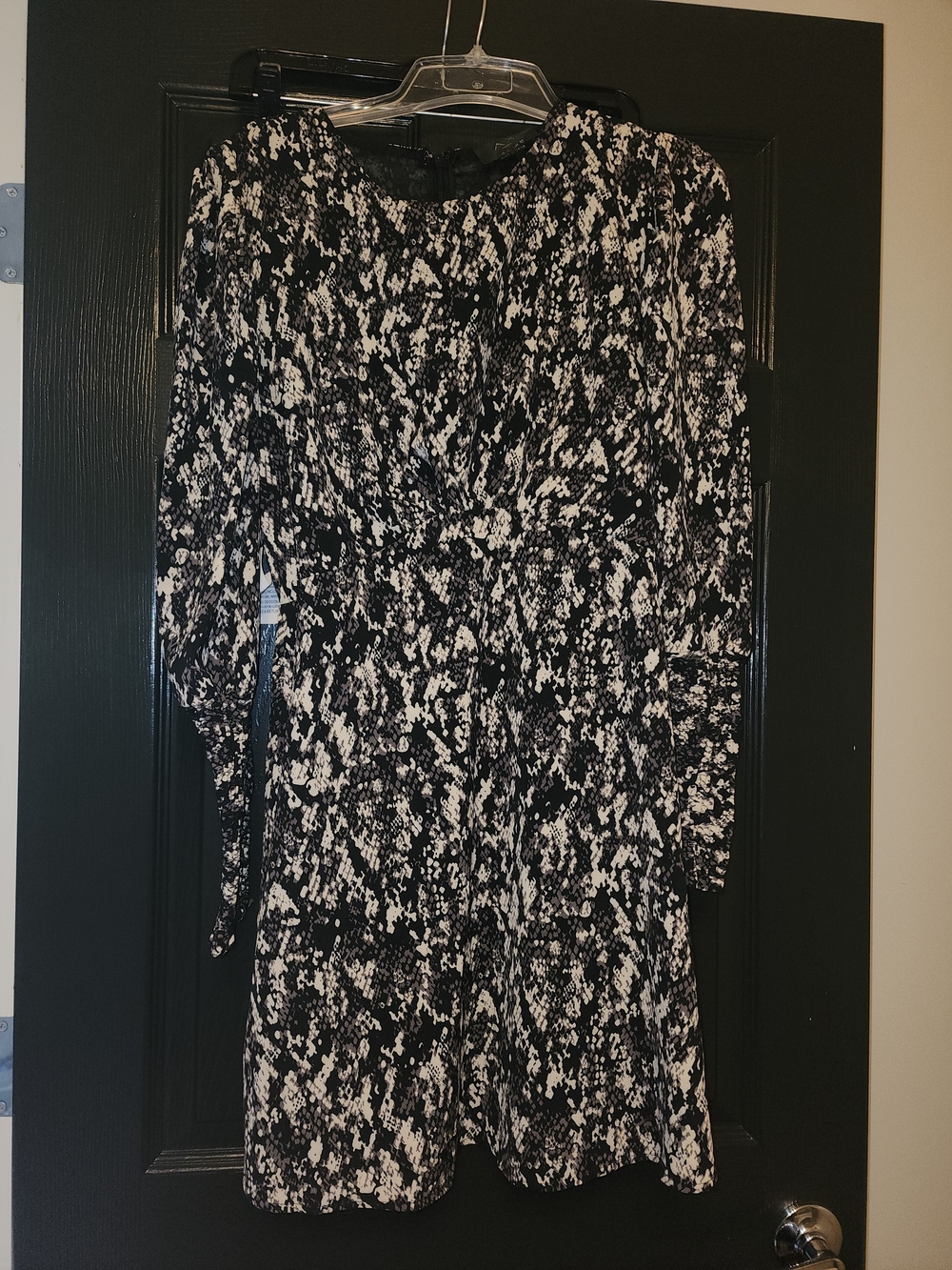 AX Paris Black and White Printed Long Sleeve Dress